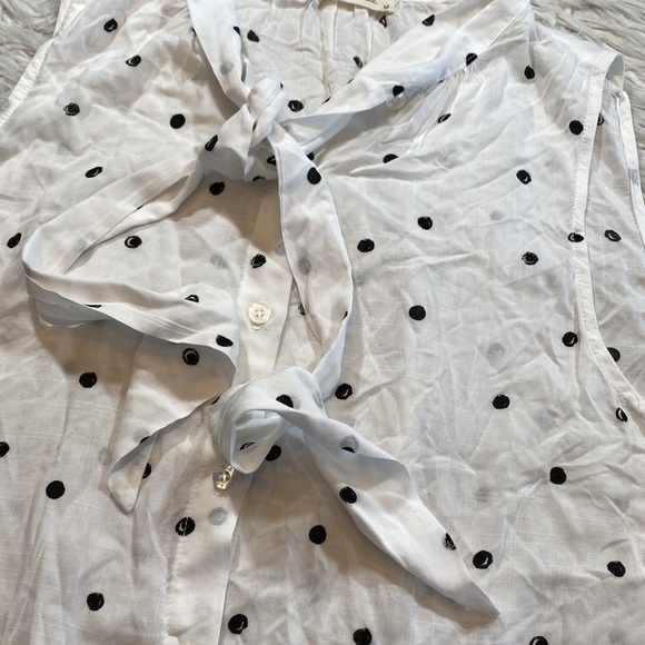 Bella Dahl White Sleeveless Neck Tie Tank with Dots sz M - Picture 6 of 9